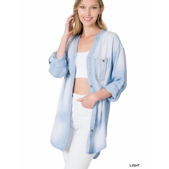 Reserved for Gina!!! Light Blue Women's Button-Down Shirt - Relaxed Fit - Picture 2 of 5